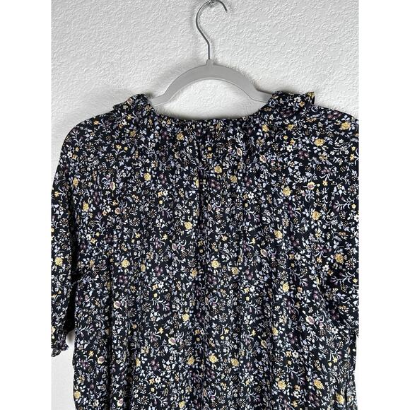 Madewell Womens Sz S black floral shirt dress button front Bohemian Cottagecore - Picture 5 of 10
